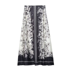 New Summer Design Ethnic Style Floral Print Fluffy Skirt - kinko
