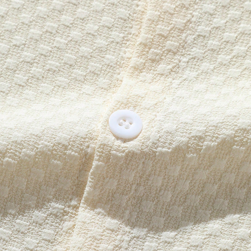 Summer Men's Breathable Casual Stand Collar Shirt Solid Color - kinko