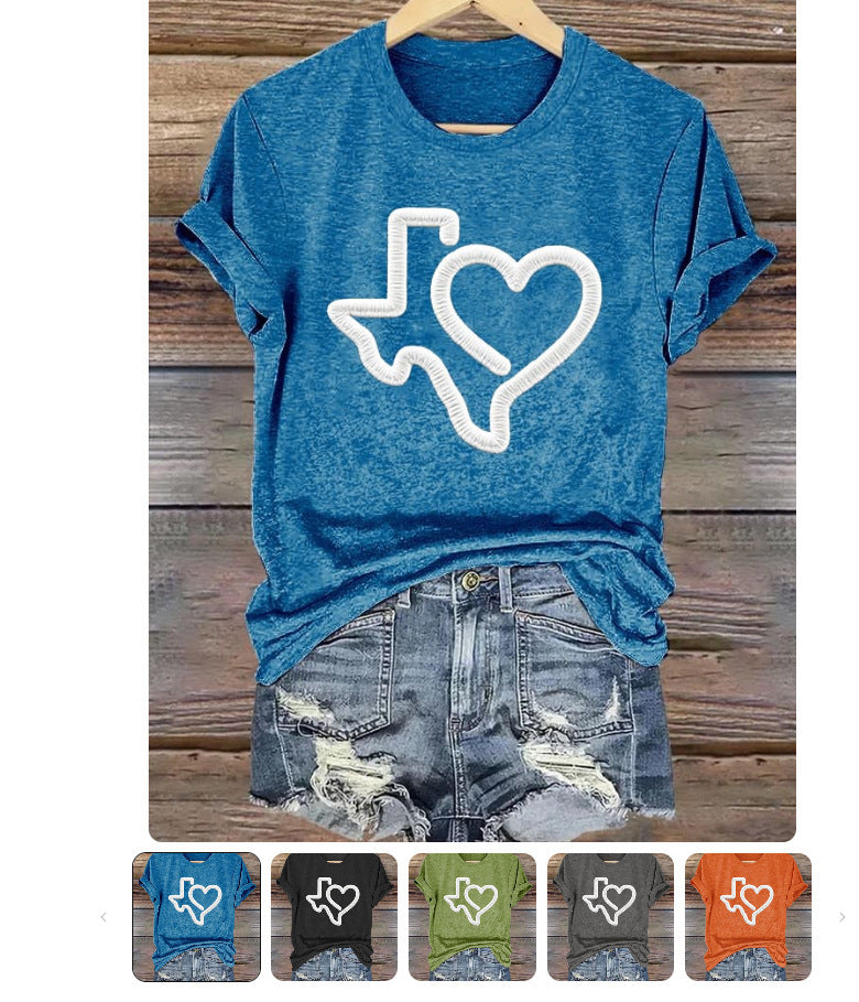 Short Sleeve T-shirt Printed Summer Fashion Tops - kinko