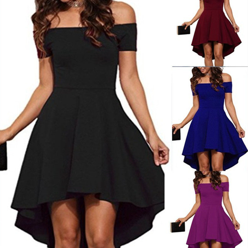 One Shoulder Short Sleeve And Large Swallowtail Skirt - kinko