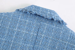 Retro loose suit tweed women's blazer jacket casual women streetwear - kinko