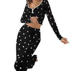 Printed Black White Heart Women's Home Clothes - kinko