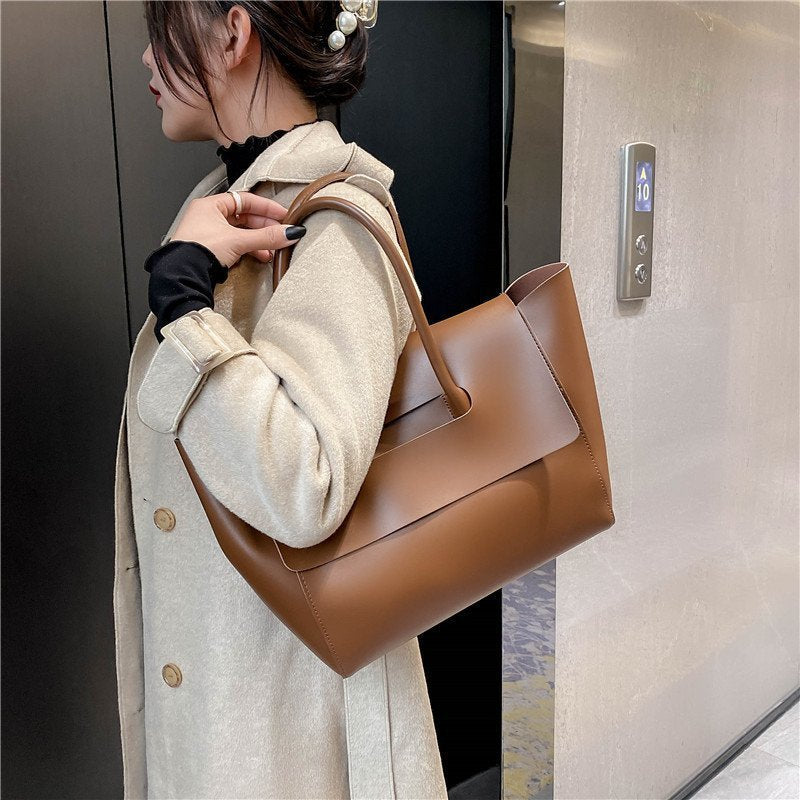 Fashion Women Shoulder Bags Large Capacity Handbags Simple Retro Tote Bags Solid Color Famous Brand High Quality Bags - kinko Global Holdings inc