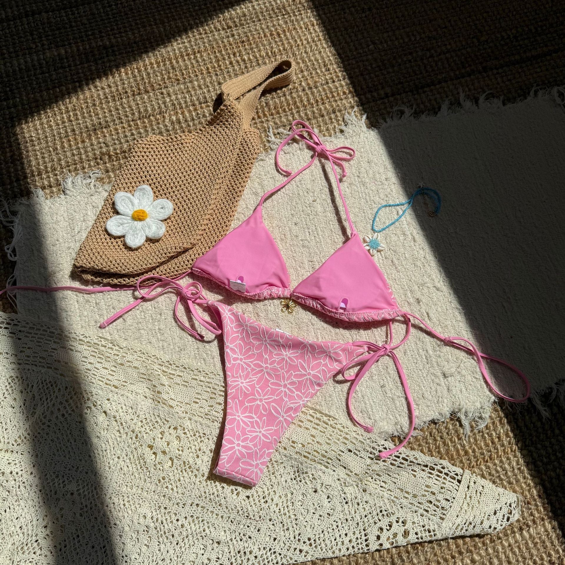 Sexy Two Piece Bikini Swimsuit Women Split Halter Lace up Swimsuit - kinko Global Holdings inc