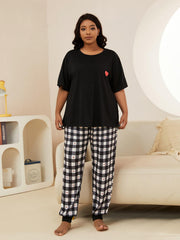 Plus Size Pajamas Women Girls Spring Short Sleeve Trousers Homewear Suit