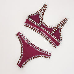 Shell Wear Lace Solid Color Bikini Sexy Split Swimsuit Bikini