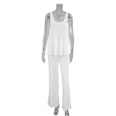 Stripe Vest Pants Comfortable Homewear Women Casual Suitable Daily Wear Pajamas