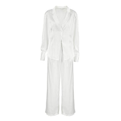 Autumn Satin Loose Cardigan Can Be Outerwear Homewear Long Sleeved Trousers Women Pajamas