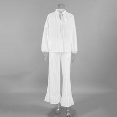 Autumn Pure Cotton Long Sleeve Top Long Pants Pajamas Women Loose Simple Outerwear Homewear Two Piece Set