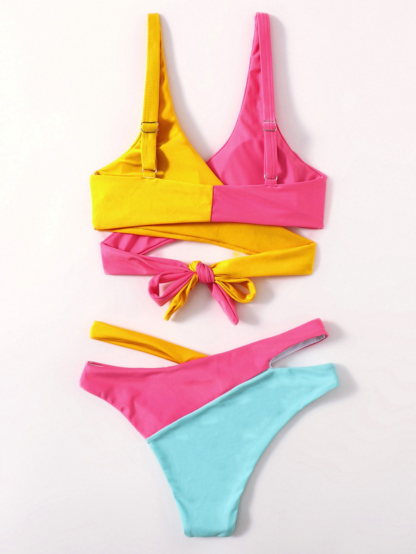 Swimsuit Sexy Strap Two Tone Split Bikini Swimsuit - kinko Global Holdings inc