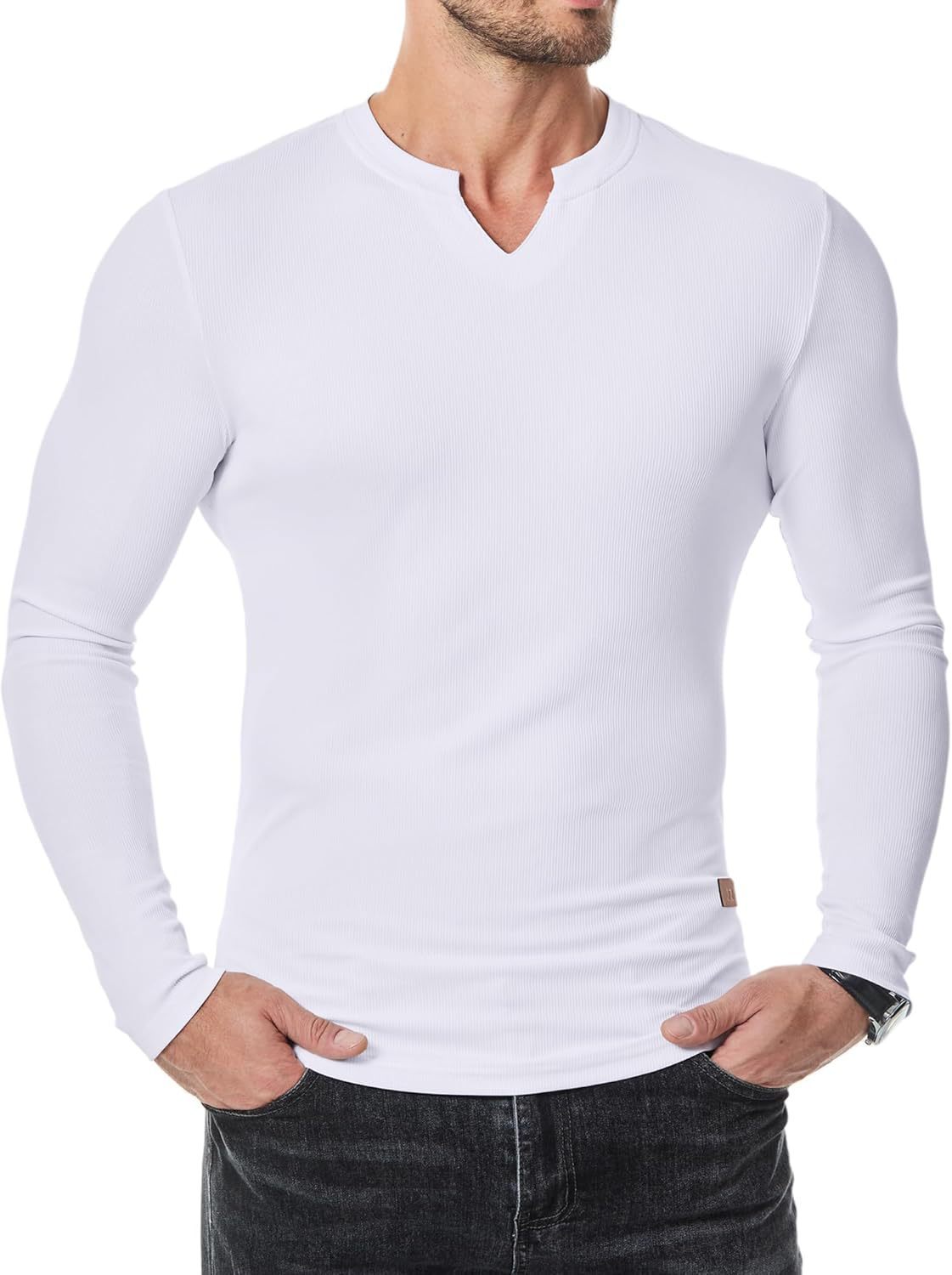 Fall Winter Men T-shirt Solid Color Casual Fashion Men's Long Sleeve