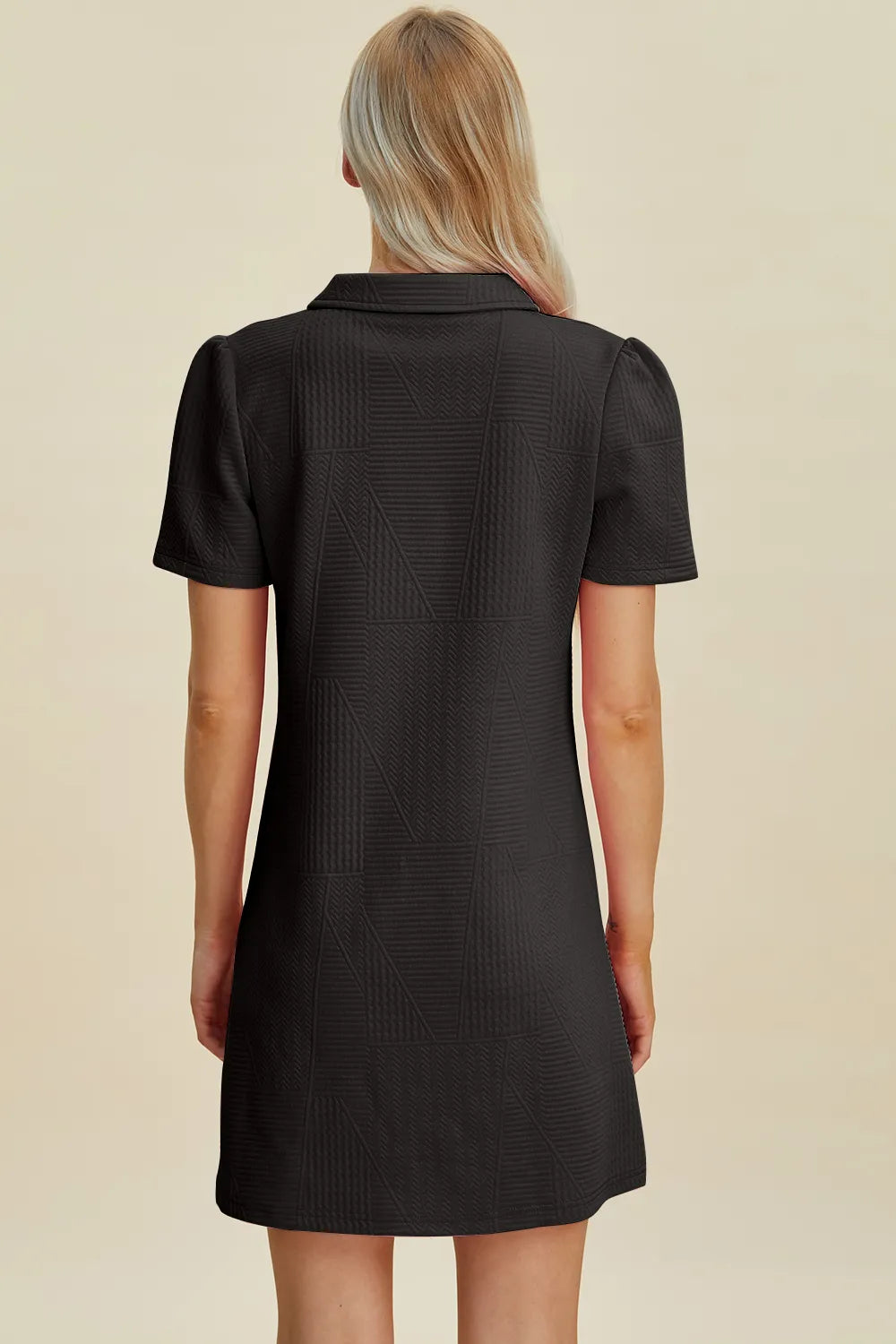 Double Take Full Size Texture Short Sleeve Dress - kinko