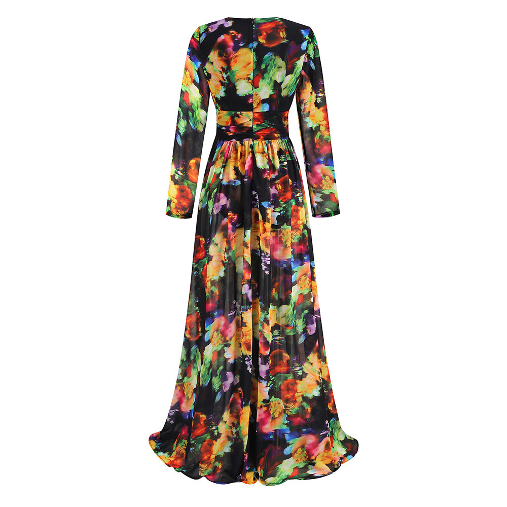 V-neck Split Comfort And Casual Dress - kinko