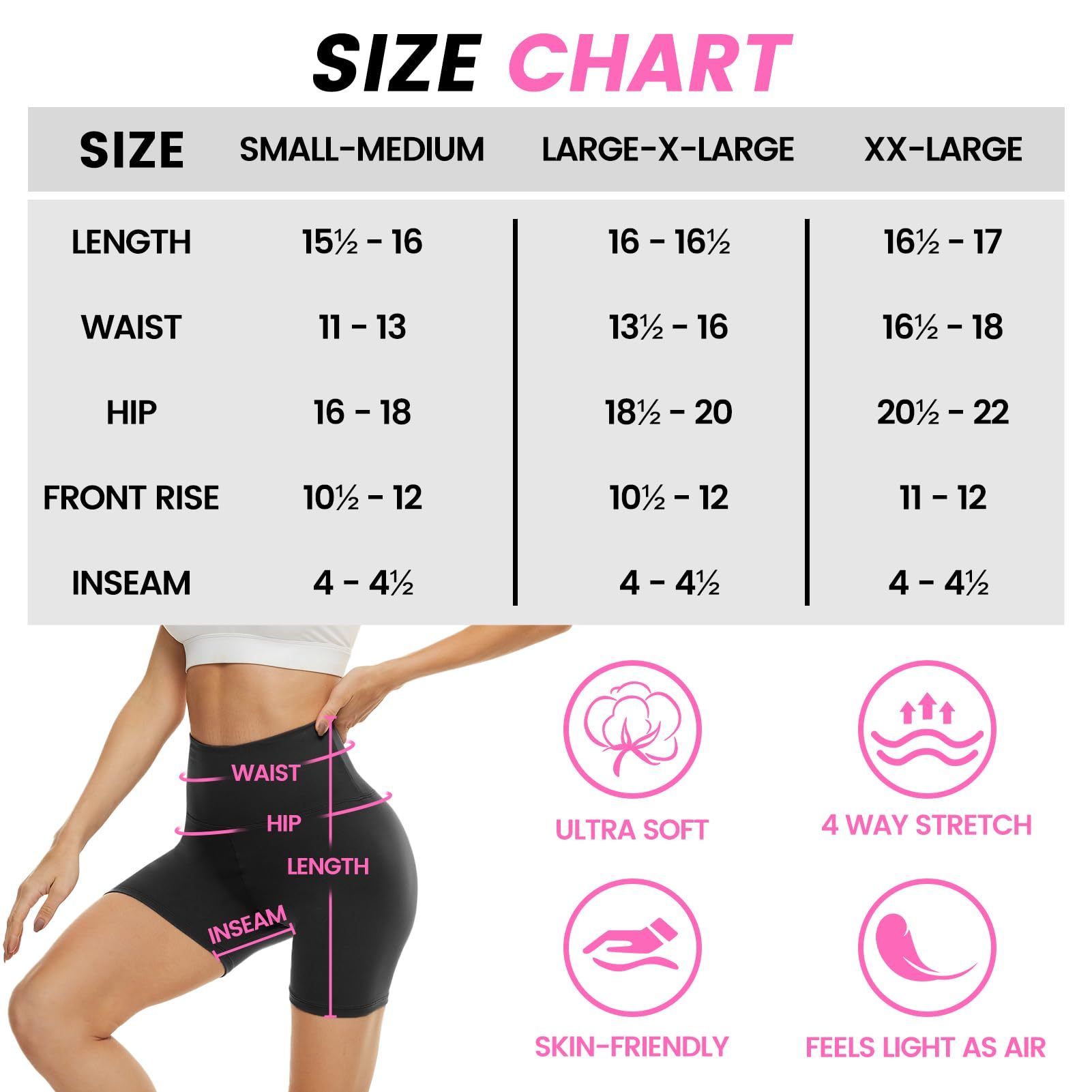 Leggings - 3 Points High Waist, 3 Pairs Of Black, Zhangqing, Dark Gray - kinko