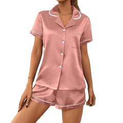 Casual Pajamas Women's Artificial Silk Soft Double Short Lapel - kinko