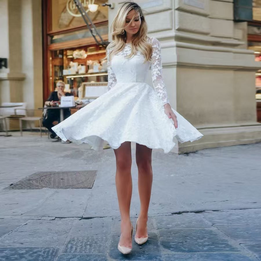 Wedding Dress White Vintage Lace Women Dress - kinko