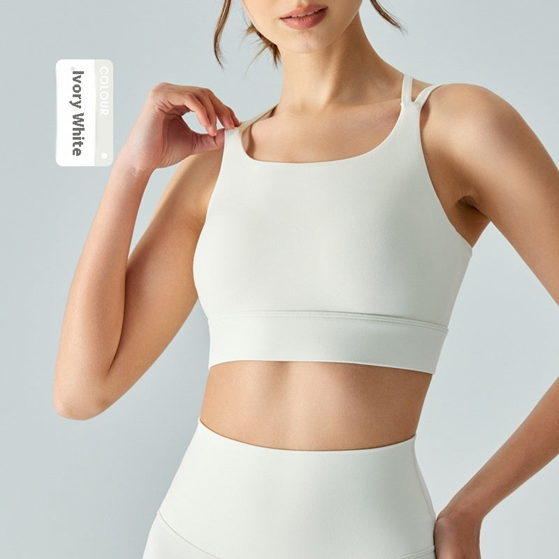 Spaghetti Strap One-piece Fixed Cup Sports Underwear Medium Strength Beauty Back Strap - kinko