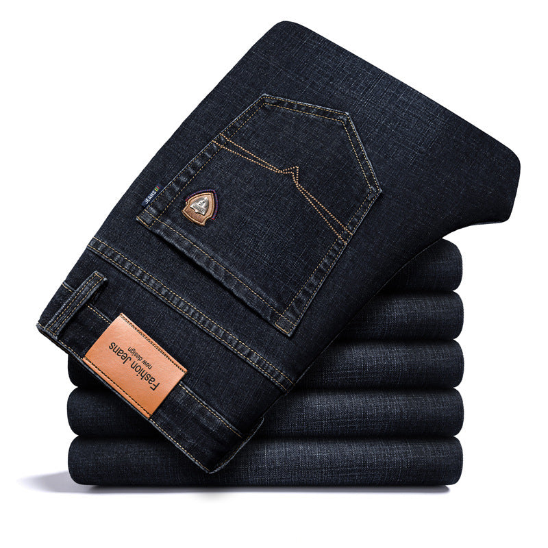 Fleece-lined Men's Loose Straight Plus Size Jeans - kinko