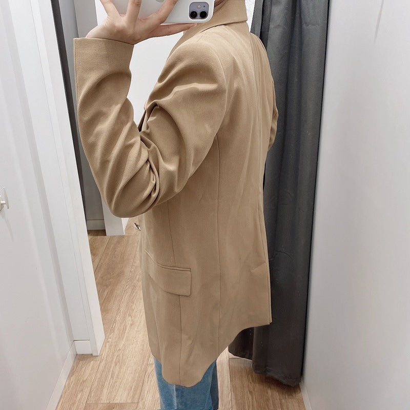 Simple Style Buttoned Casual Blazer Jacket Women - kinko