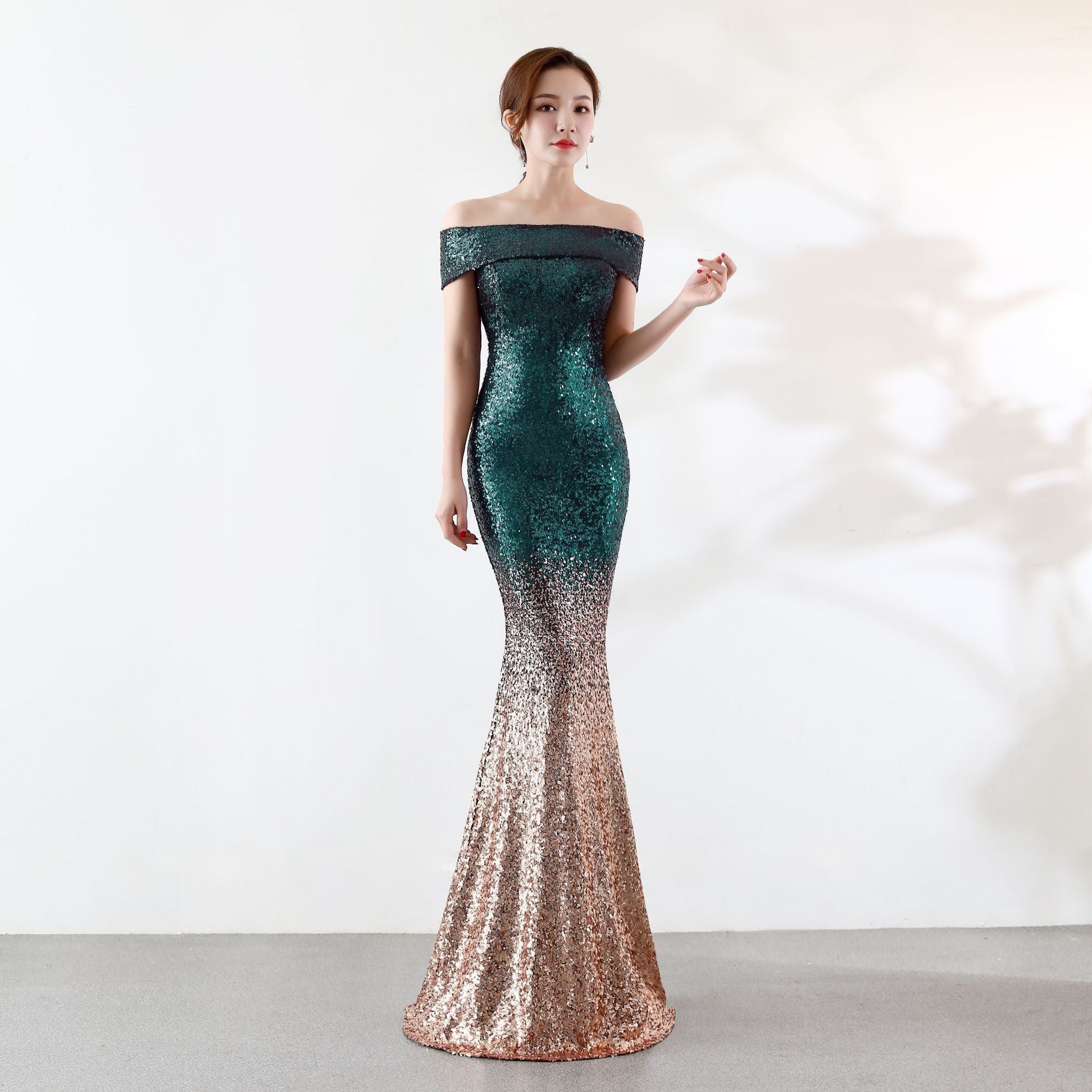 Birthday Party Dress Slimming Host Long Dress - kinko