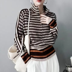 Fashion Plaid Sweater Sweater Coat
