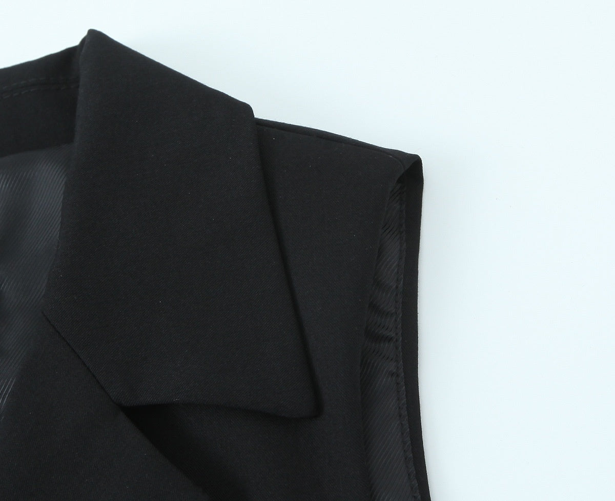 Spring Solid Color Sleeveless Shirt Style Straight Cut Vest Loose Mini Skirt Women - kinko