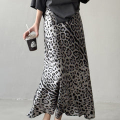 Light Luxury High-grade Leopard Print Split Skirt Women's High Waist Slimming - kinko