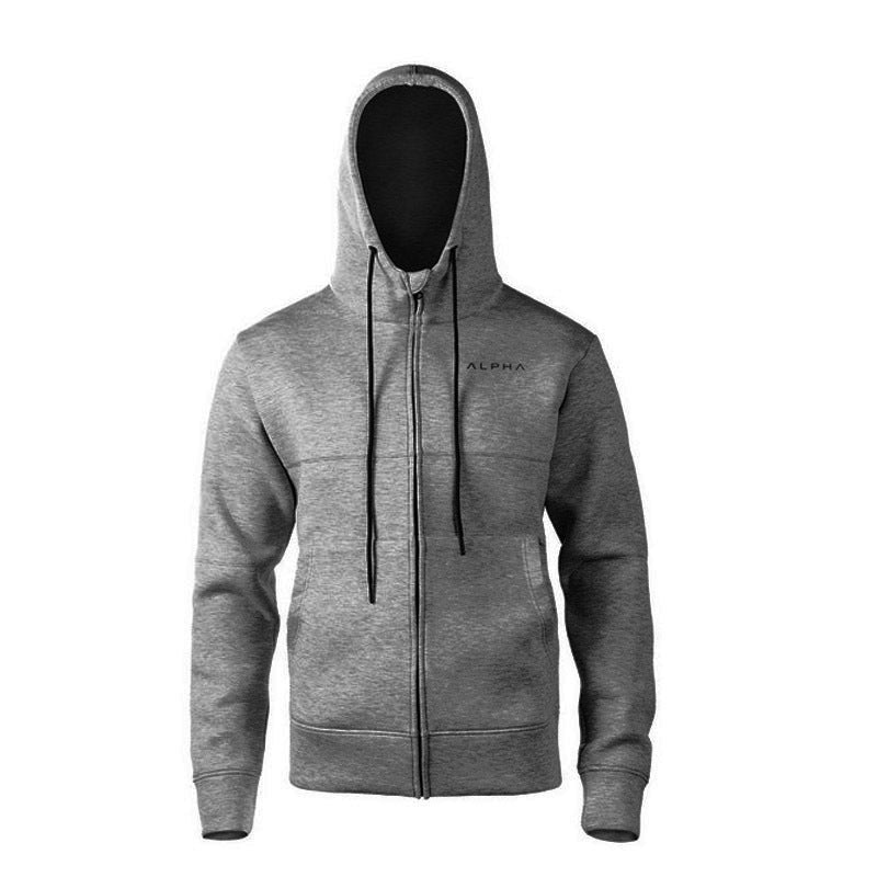 Muscle Workout Brothers Fall Winter Men Long-sleeved Hooded Zipper Jacket Sports Sweater