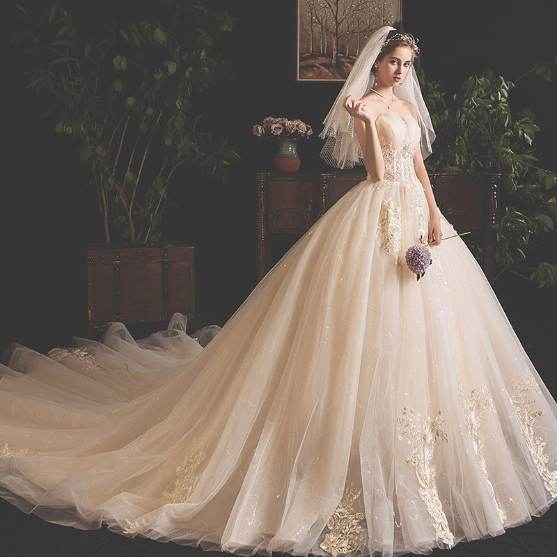 Bride Summer Tube Top Mori Style Trailing Skirt - kinko