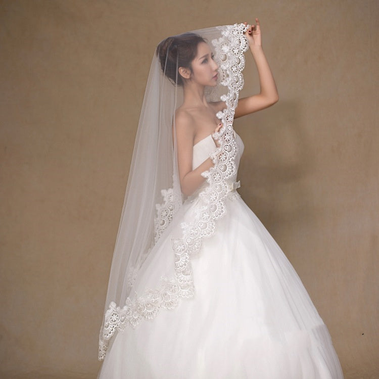 Wholesale White Bride Veil Cheap Wedding Accessories Ready To Ship - kinko