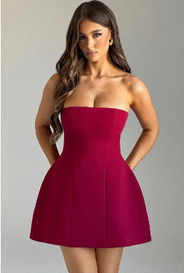 Fashion Tube Dress Summer Solid Color Sasual Backless Slim Short Dresses Party Womens Clothing - kinko