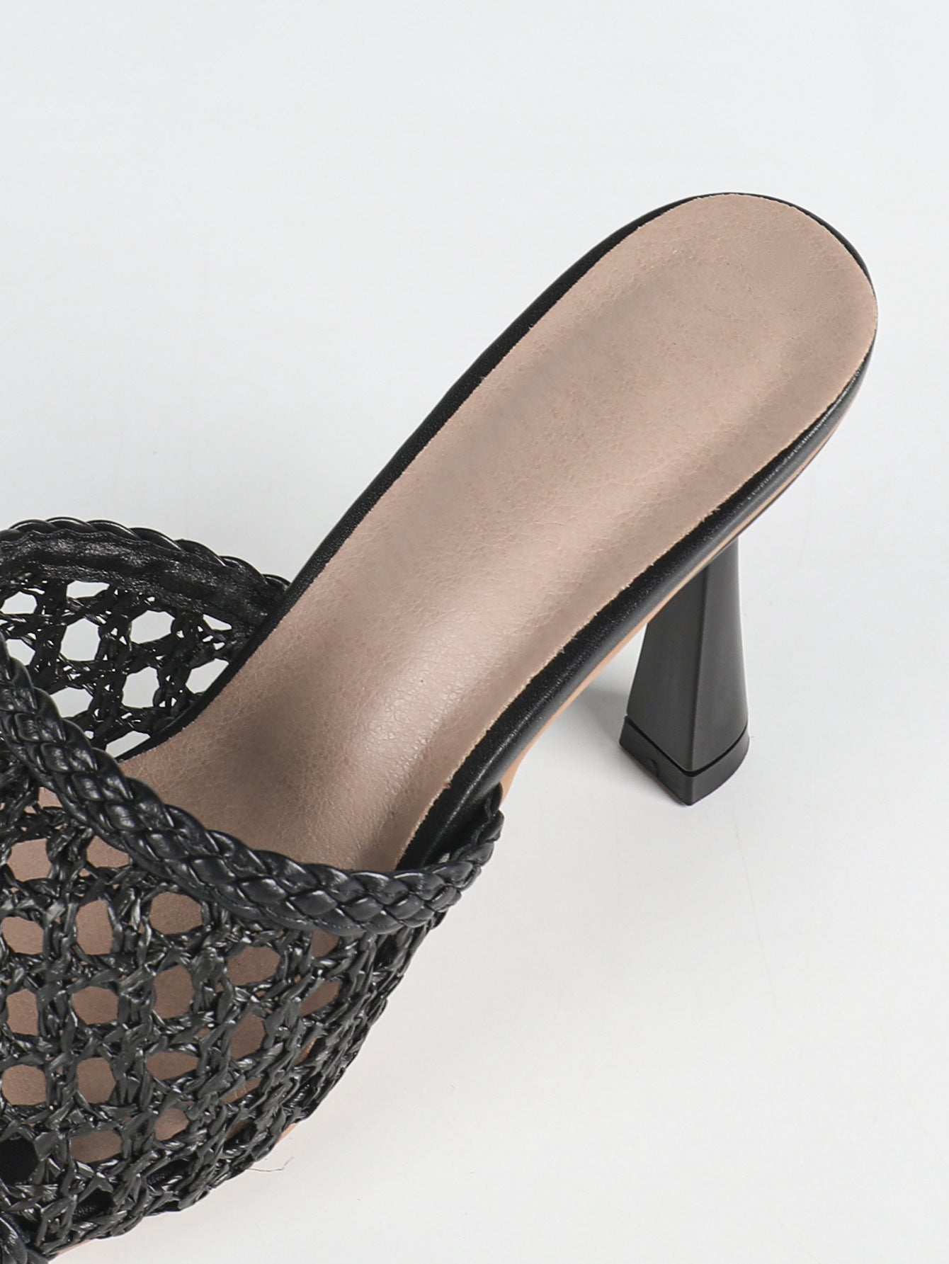 Woven Sandals Women 9cm High Heel Stiletto Heel Outer Wear Slippers Square Toe Sandals - kinko Global Holdings inc