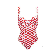 One Piece Swimsuit WomenSexy round Heart Chiffon Dress Swimsuit Outfit