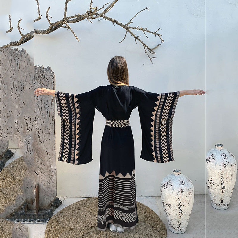 Cotton Printed Cardigan Seaside Vacation Sun Protection Shirt Beach Bikini Cover Swimsuit Outwear Women - kinko Global Holdings inc