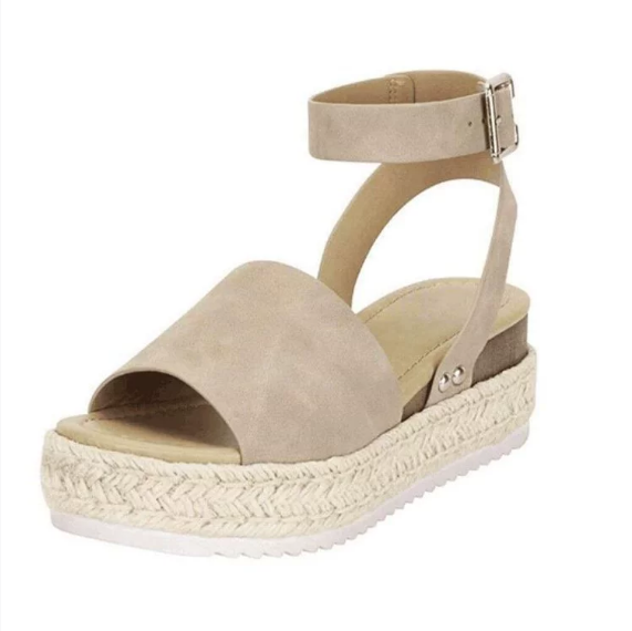 plus Size Summer Platform Heel Buckle Sandals Women Leopard Print Hemp Rope Woven Wedge - kinko Global Holdings inc