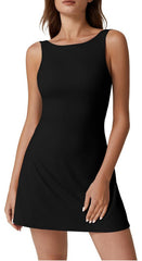 Round Neck Backless Tennis Belt Pocket - kinko