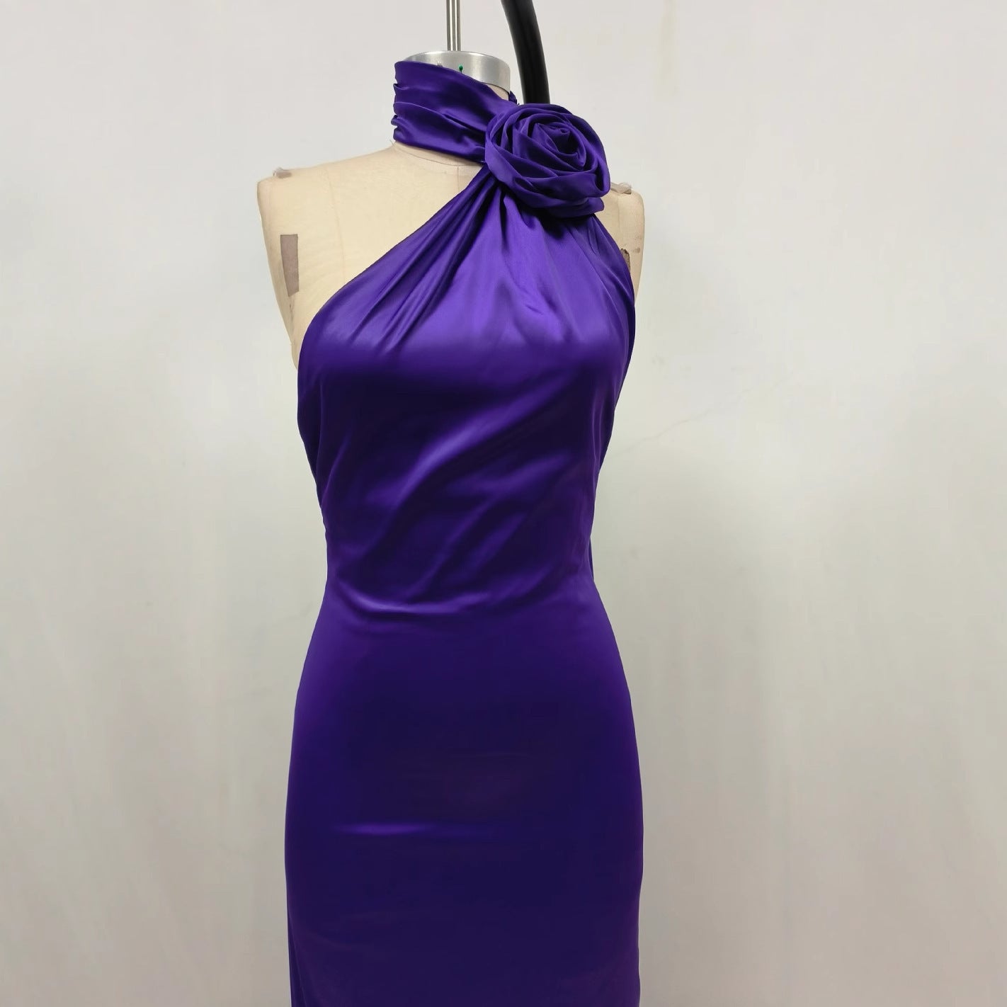 Fitted High Waist Pure Color Holder Evening Dress - kinko