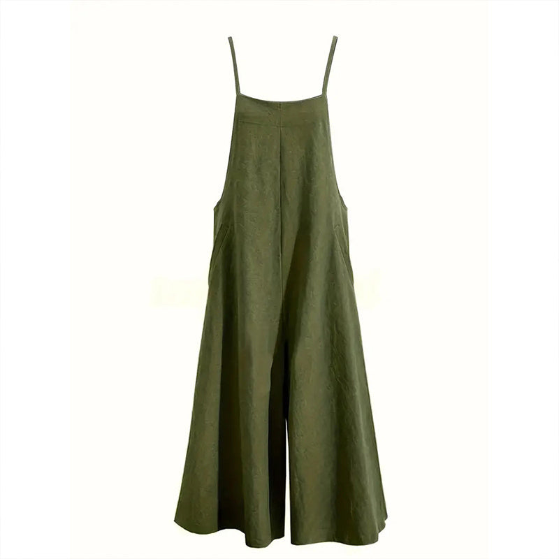 Plus Size Women's Solid Color Casual Jumpsuit - Sleeveless Romper With Pockets For Spring&Summer - kinko