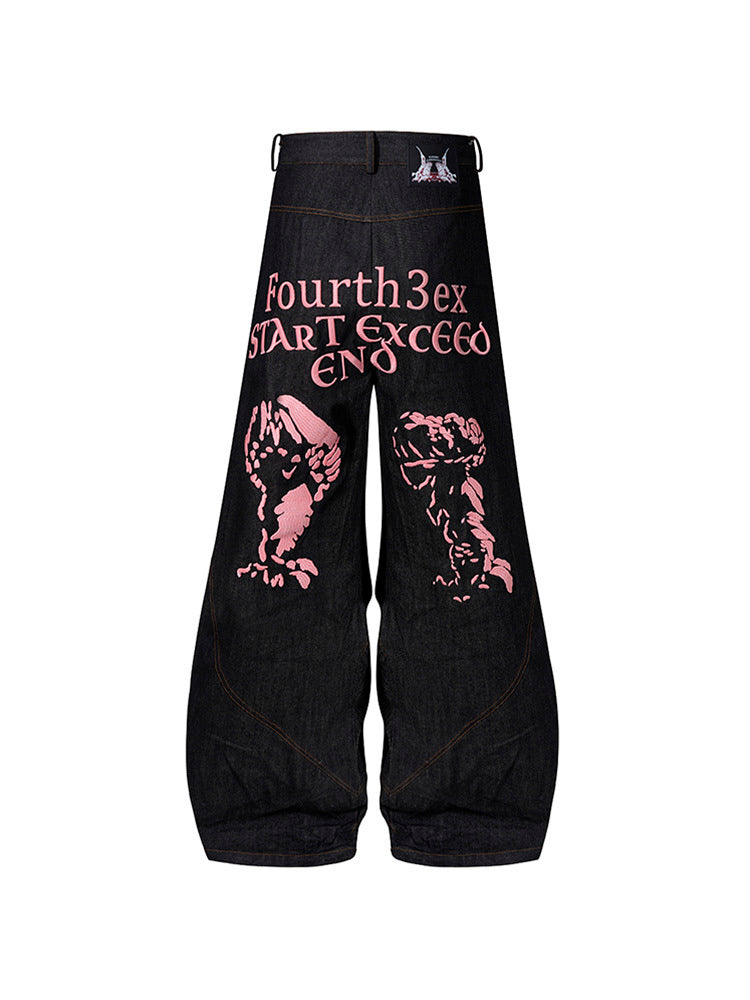 Temperature-sensitive Color-changing Embroidered Red Ear Jeans - kinko