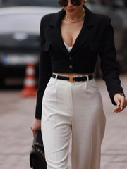 Solid Color Tweed Short Blazer - kinko