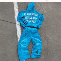 Long Sleeve Pullover Hoodie Two-piece Set - kinko