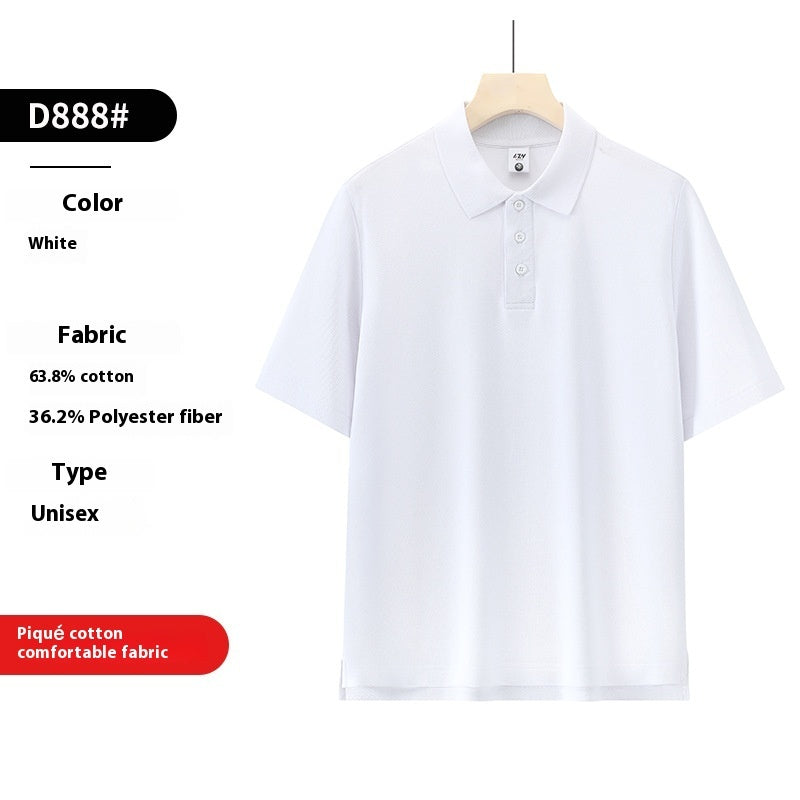 Solid Color Polo Collar Polo Shirt Hong Kong Style Loose Short Sleeve - kinko