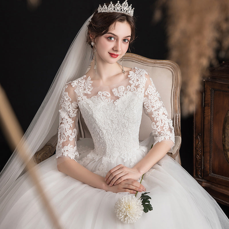 One-shoulder Dream Slim Sleeve Lace Bride - kinko
