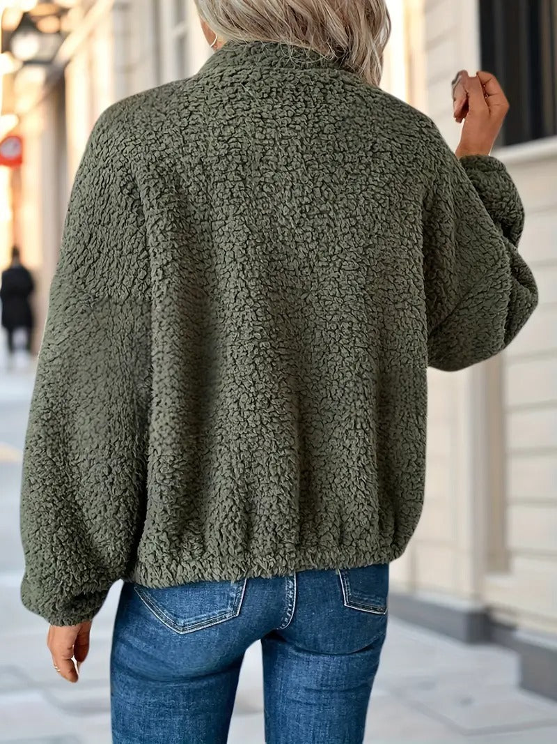 Women's Simple Fashion Zipper Drooping Shoulder Jacket - kinko