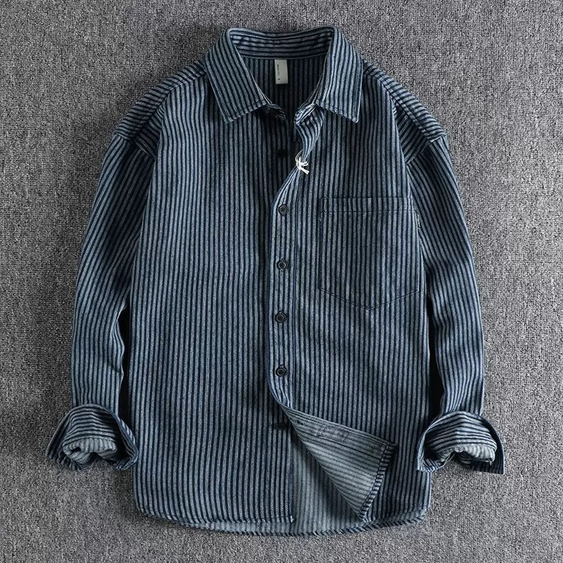 Denim Shirt Men's Shirt Early Outdoor Casual Blue Overalls - kinko