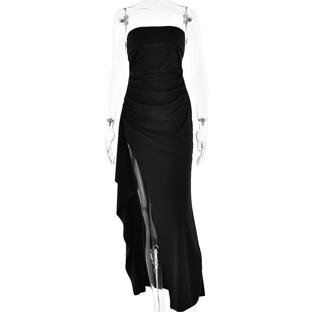 Evening Gown Women's One Neck Strapless Dress Fashionable And Sexy Backless High Slit Long Dress - kinko
