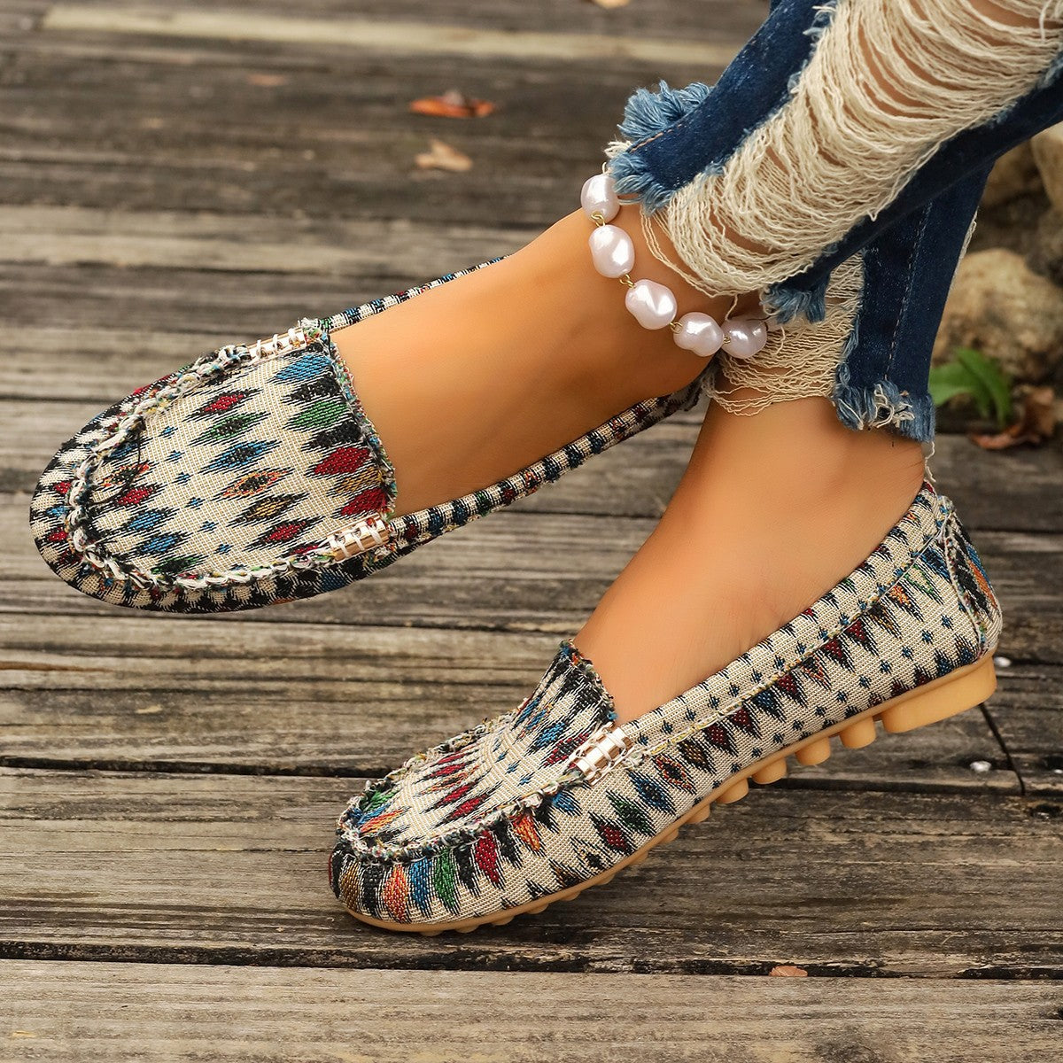 Arrival Color Matching Cloth Surface Lazy Flat Pumps Women Ethnic Low Cut Breathable Lazy Work Shoes - kinko Global Holdings inc