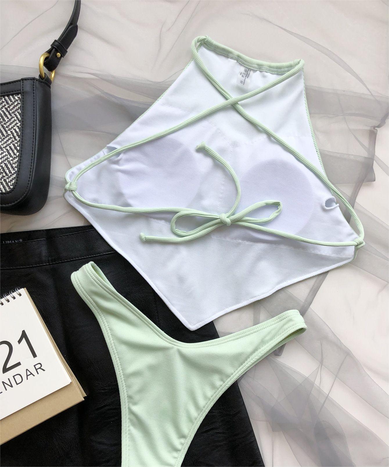 Bellyband Bikini Split Small Sunken Stripe Swimsuit Swimsuit - kinko Global Holdings inc