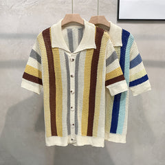 Dopamine Stripe Loose Casual Shirt - kinko