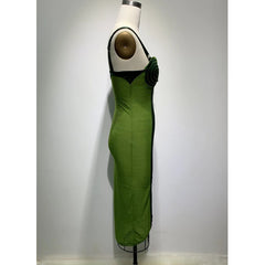 Army Green Sling Slim Temperament Dress - kinko